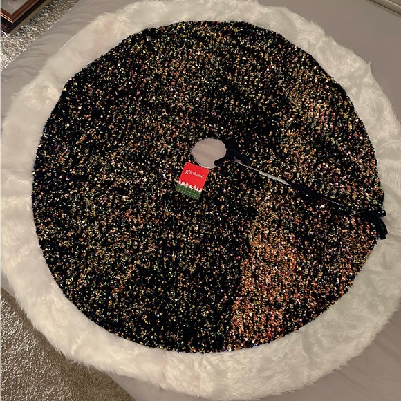 Gold and blue sequence tree skirt - Picture 1 of 4